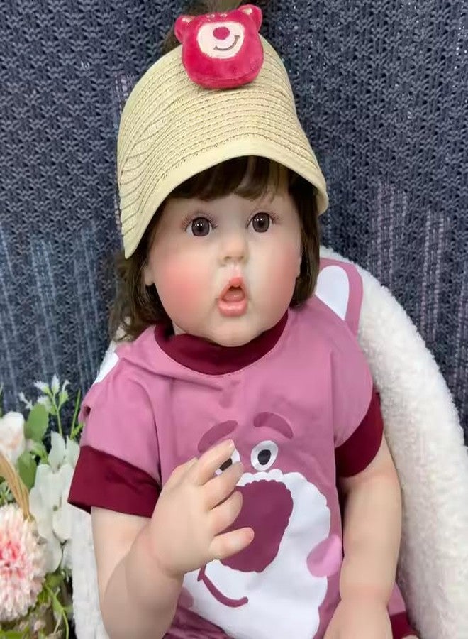 TOYDXXA Reborn Baby Dolls Girl, 22 inch Lifelike Realistic Reborn Doll, Silicone Vinyl Reborn Baby Girl Doll with Long Hair,Ideal Gift for Special Occasions (Multi-Colour) - Image 3